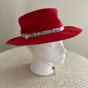 Vintage 1970’s Cowboy Red Hat with Snakeskin Band Size L